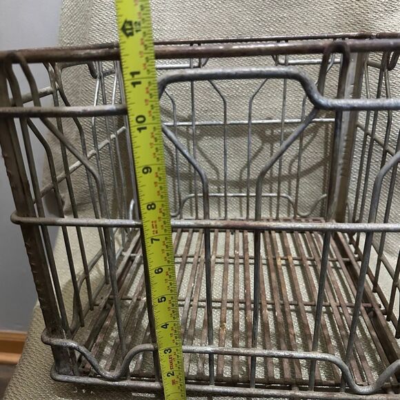 Sealtest Vintage Steel & Wire Galvanized Metal MILK CRATE Carrier 13"x13"x11" - Picture 11 of 12